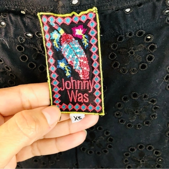 NWOT Johnny Was black Stretch Cotton Eyelet Leggings Black XS cottage core emo - Picture 4 of 13